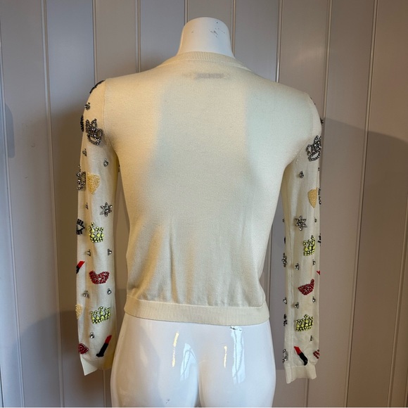 🎀SOLD🎀Alice + Olivia Must Have Embellished Sequin Ivory Cardigan - Picture 8 of 12